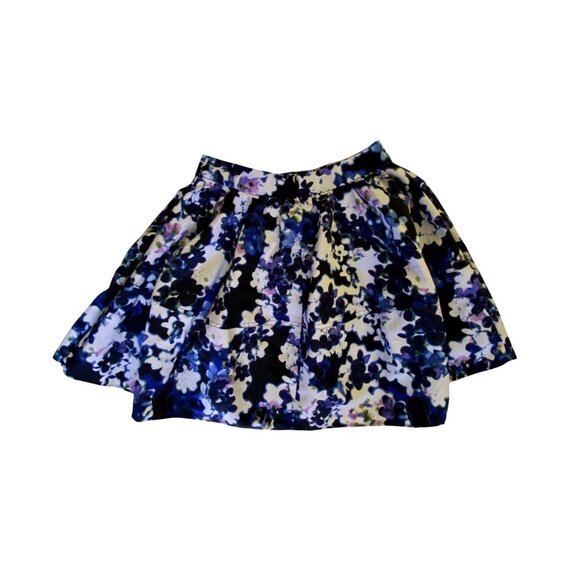 Express Floral Watercolor Print Skater Skirt ‎ Blue Purple White Size 8 Cute Y2K - Picture 2 of 6